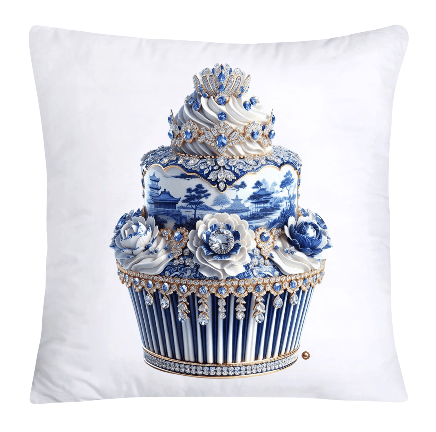 Blue Willow 18x18 Chinoiserie Cupcake Throw Pillow Covers-3819