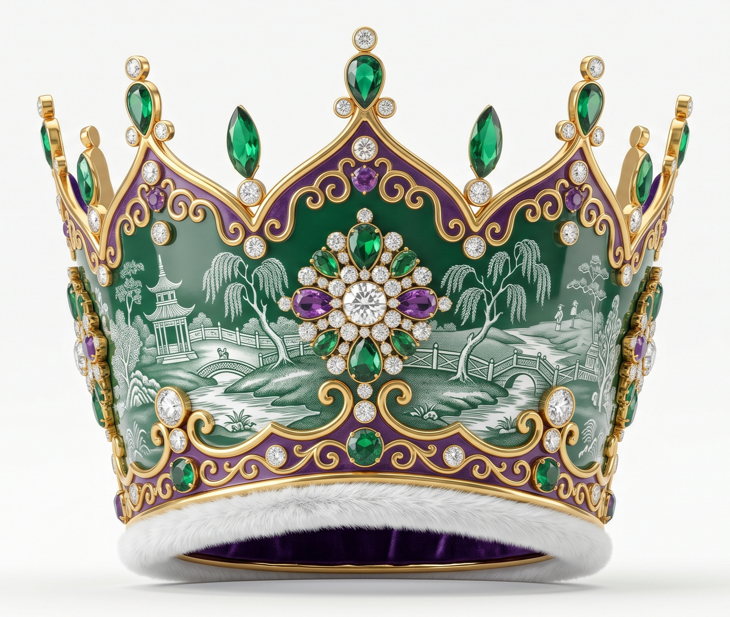 Green Willow Royal King/Queen Crown Pillow Covers
