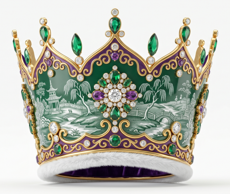 Green Willow Royal King/Queen Crown Pillow Covers