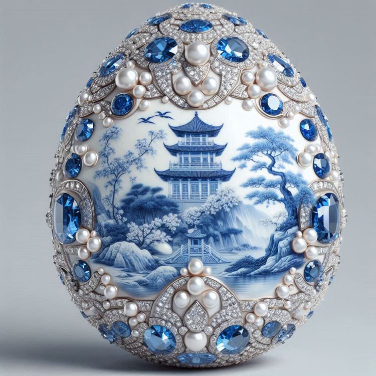 Blue Willow Egg Pillow Covers