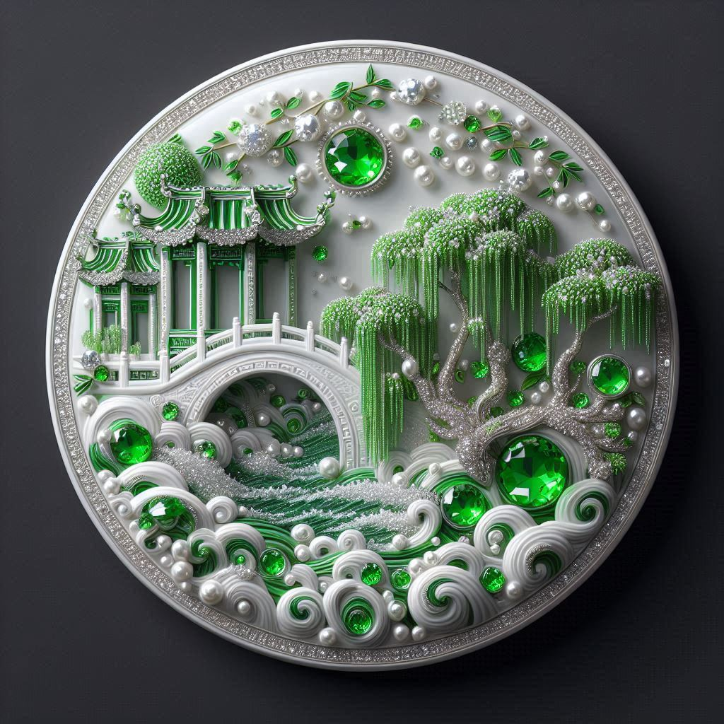 Green Willow Plate Pillow Covers