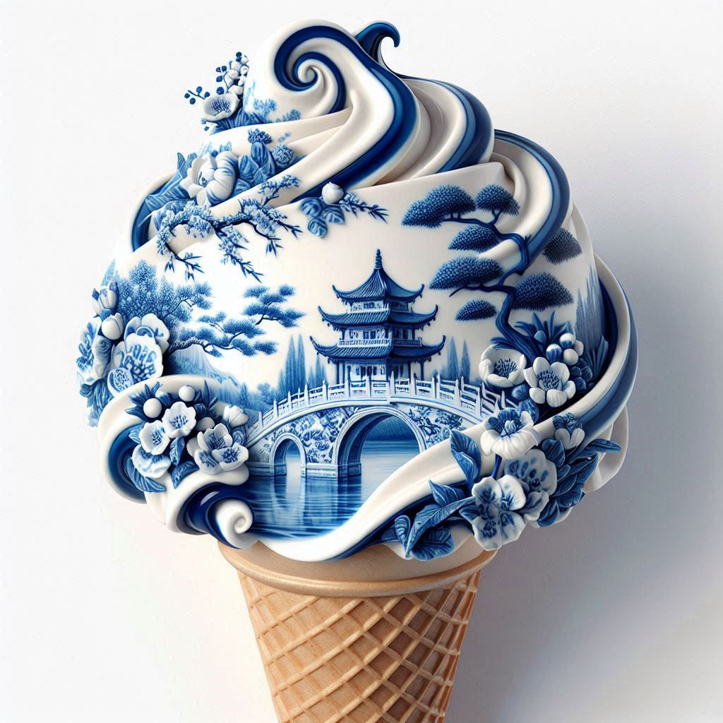 Blue Willow Ice Cream Cone Pillow Covers