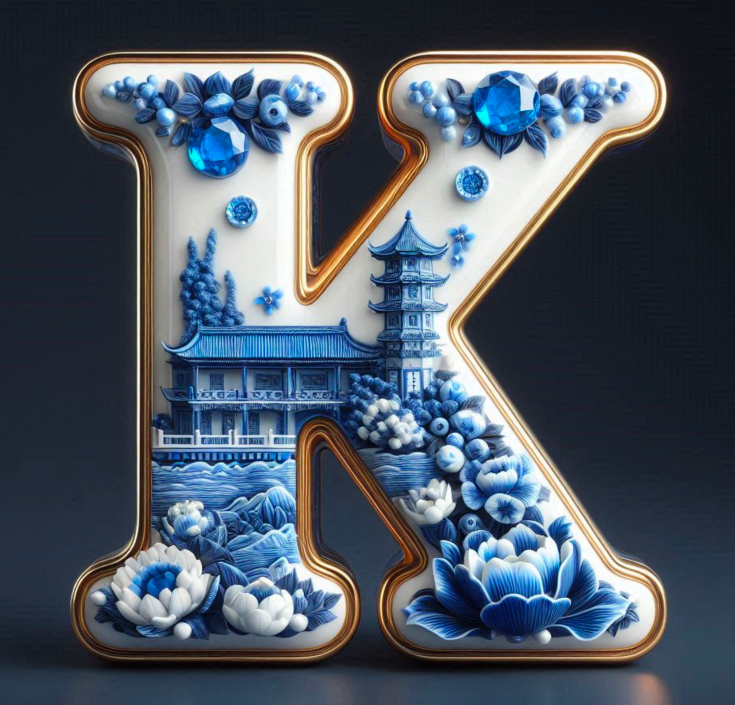 Blue Willow Alphabet Letter Pillow Covers