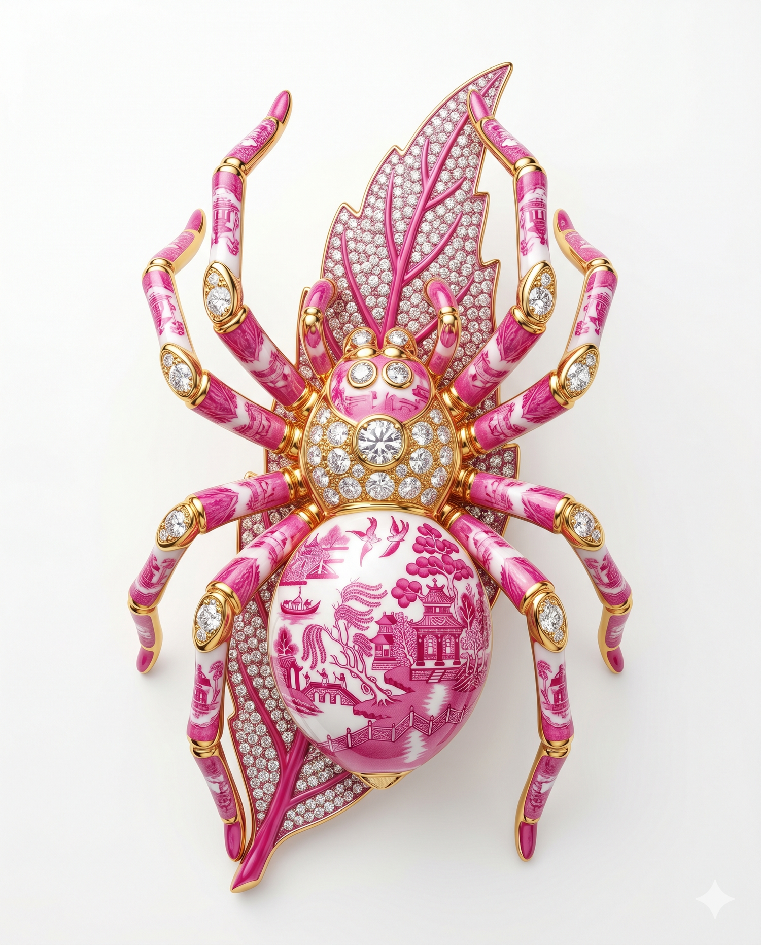 Blue and Pink Willow Sparkling Spider 18x18 Pillow Covers