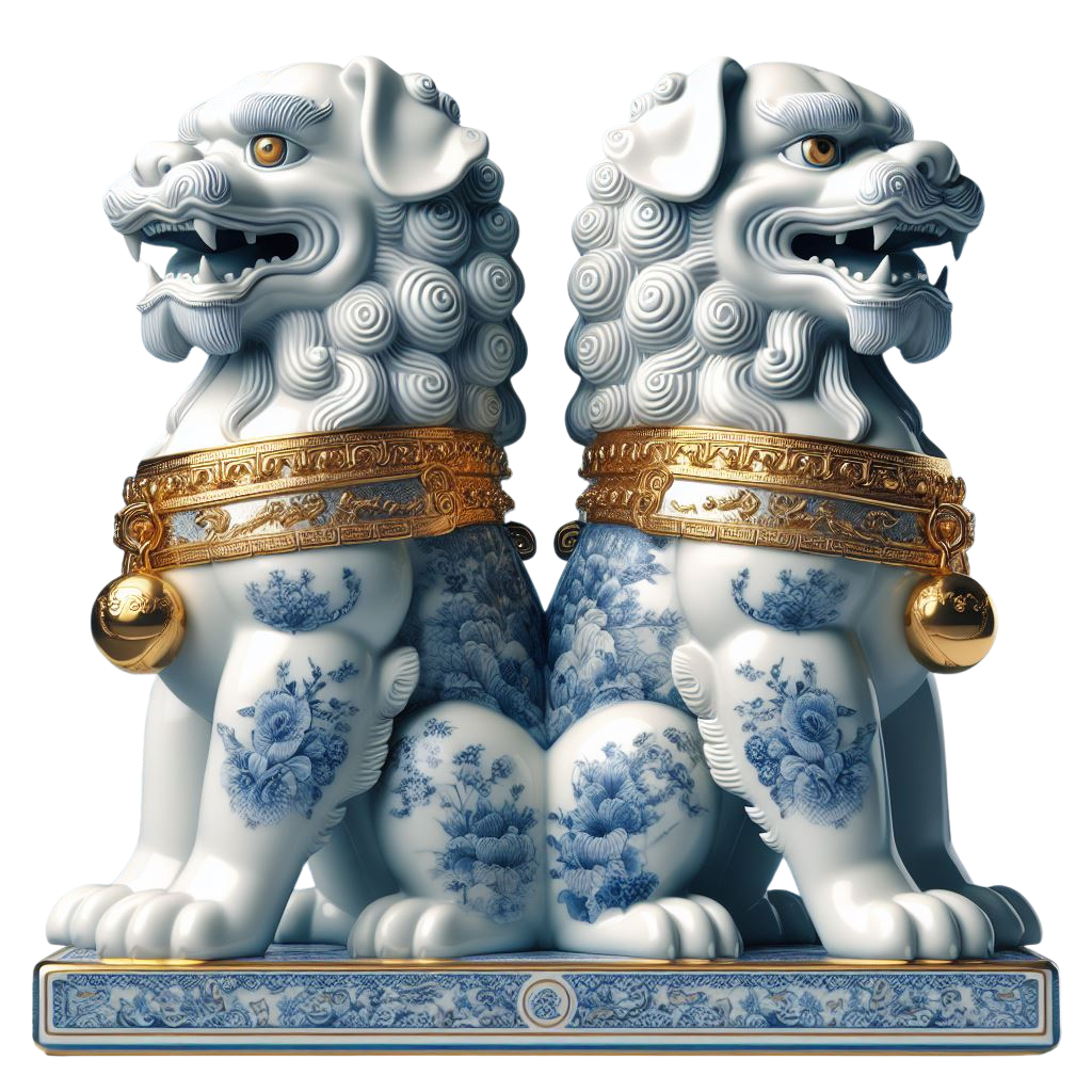 Blue Willow Foo Dogs Pillow Covers