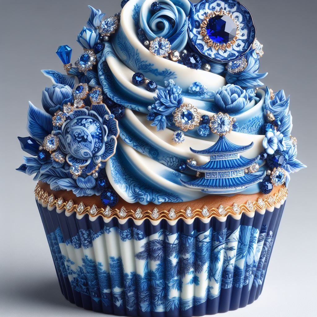 Blue Willow Chinoiserie Decorative Cupcake Throw Pillow Cushion Cover Blue And White Willow Cupcake Porcelain Inspired Ancient Chinese Vintage Pagoda Willow Trees Floral Scenery for Couch Sofa Chair Bed Outdoor Home Farmhouse Outdoor Decor 18 x 18