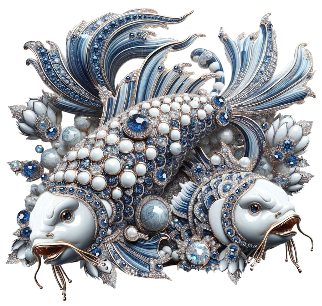 Blue & White Chinoiserie Koi Pillow Covers