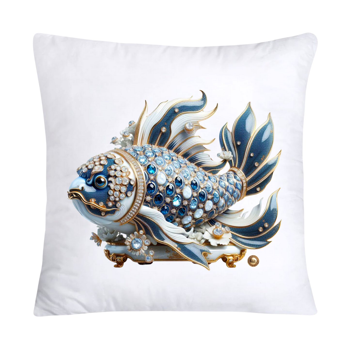 Blue Willow Chinese Koi Fish Pillow Covers-5331