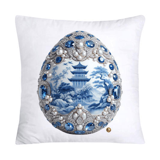 18x18 Blue Willow Chinoiserie Egg Pillow Covers-4466