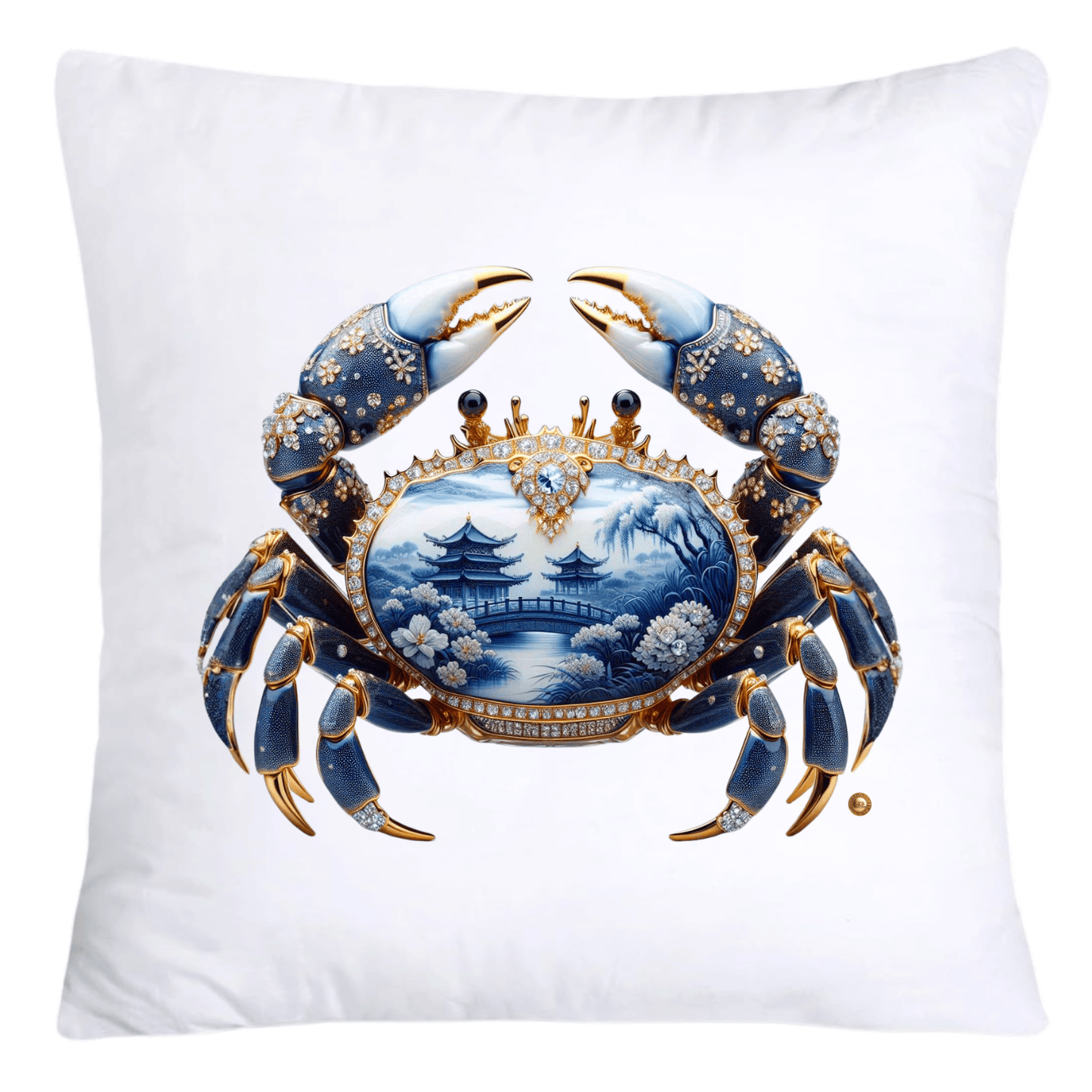Blue Willow Stunning Crab Pillow Covers-5586