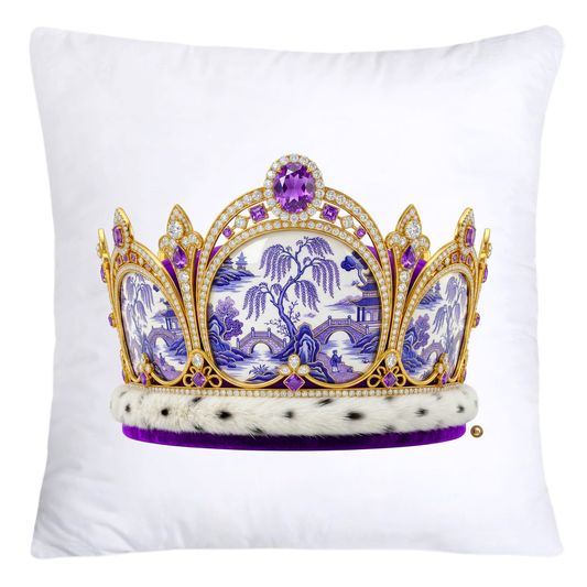 Purple and White Willow Royal King/Queen Crown Pillow Covers-5348