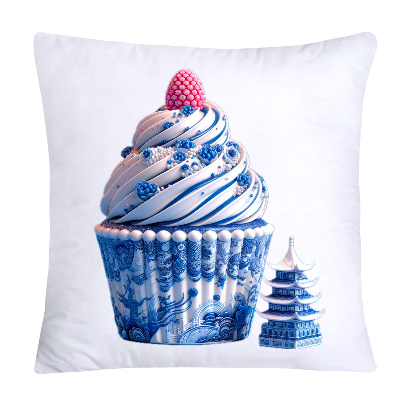 Blue Willow 18x18 Chinoiserie Cupcake Throw Pillow Covers-4551