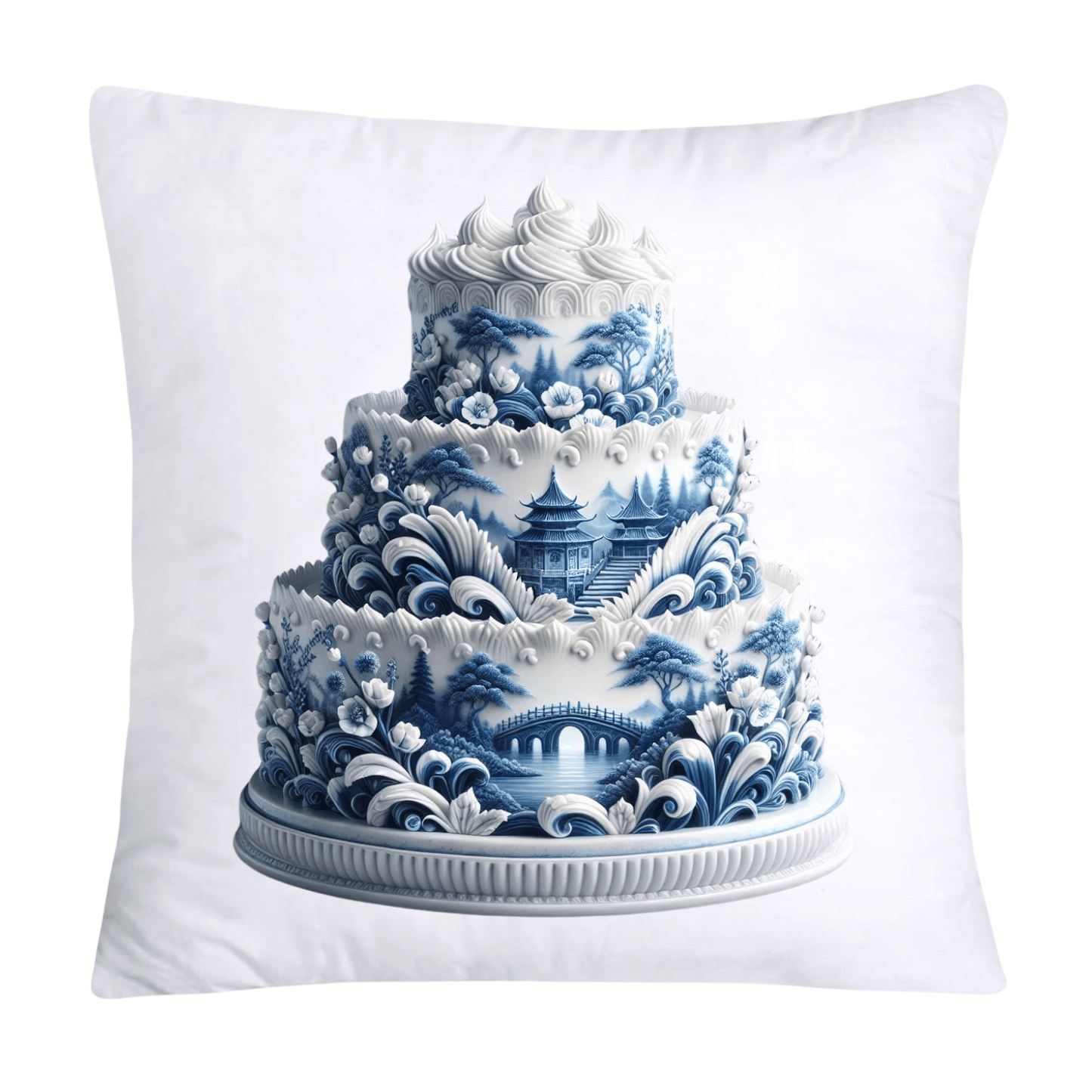 Blue Willow Sweet Cake 18x18 Pillow Covers-1104