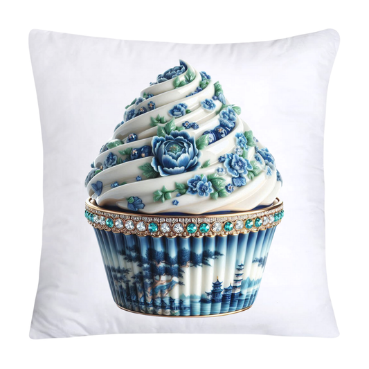 Blue Willow Chinoiserie Cupcake Throw Pillow Covers 18X18-2532