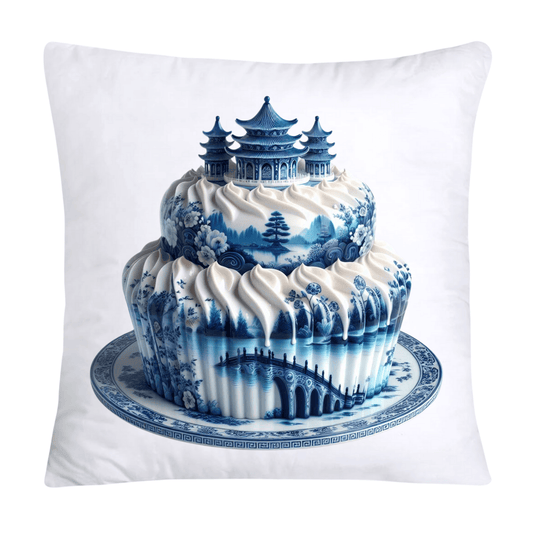 Blue Willow Chinoiserie Cupcake Throw Pillow Covers 18X18-1348
