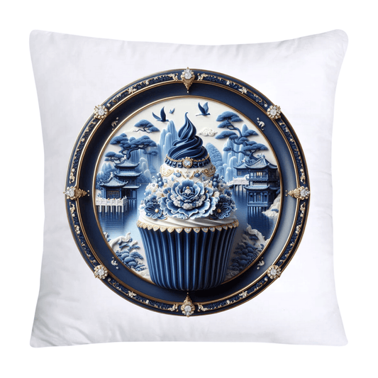 Blue Willow Chinoiserie Cupcake Throw Pillow Covers 18X18-46