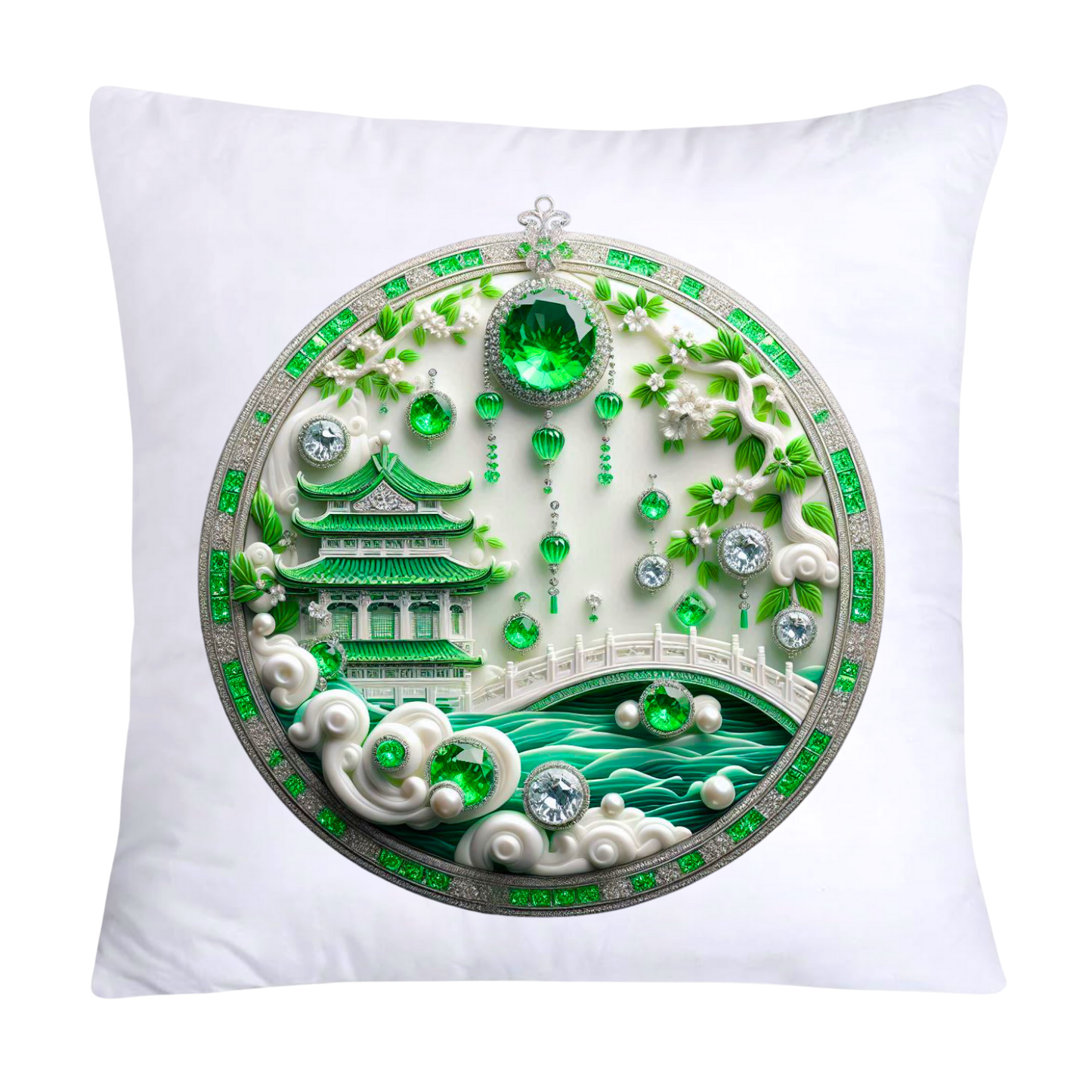 Green Willow Stunning Ornament Throw Pillow Covers-6092