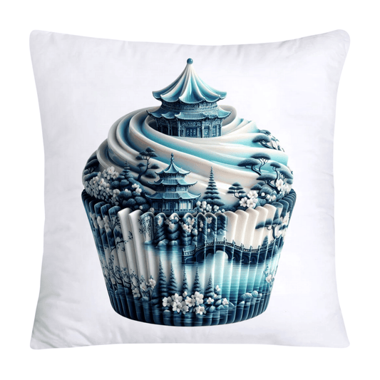 Blue Willow Chinoiserie Cupcake Throw Pillow Covers 18X18-1098
