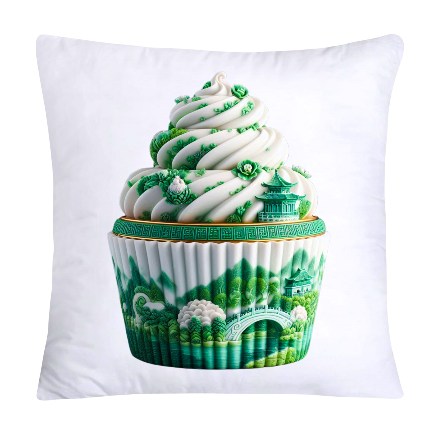 Classic Green Willow Cupcake Pillow Covers 18x18-895