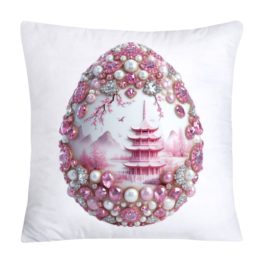 Pink and White Willow Egg Pillow Covers Vintage Inspired-2463