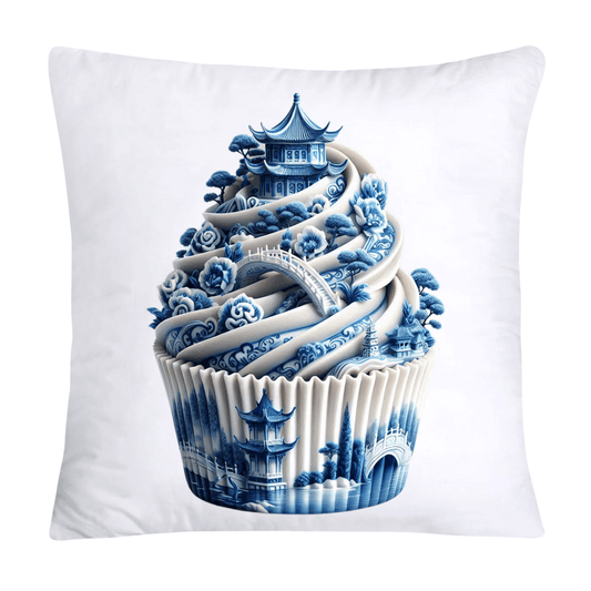 Blue Willow Chinoiserie Cupcake Throw Pillow Covers 18X18-1101