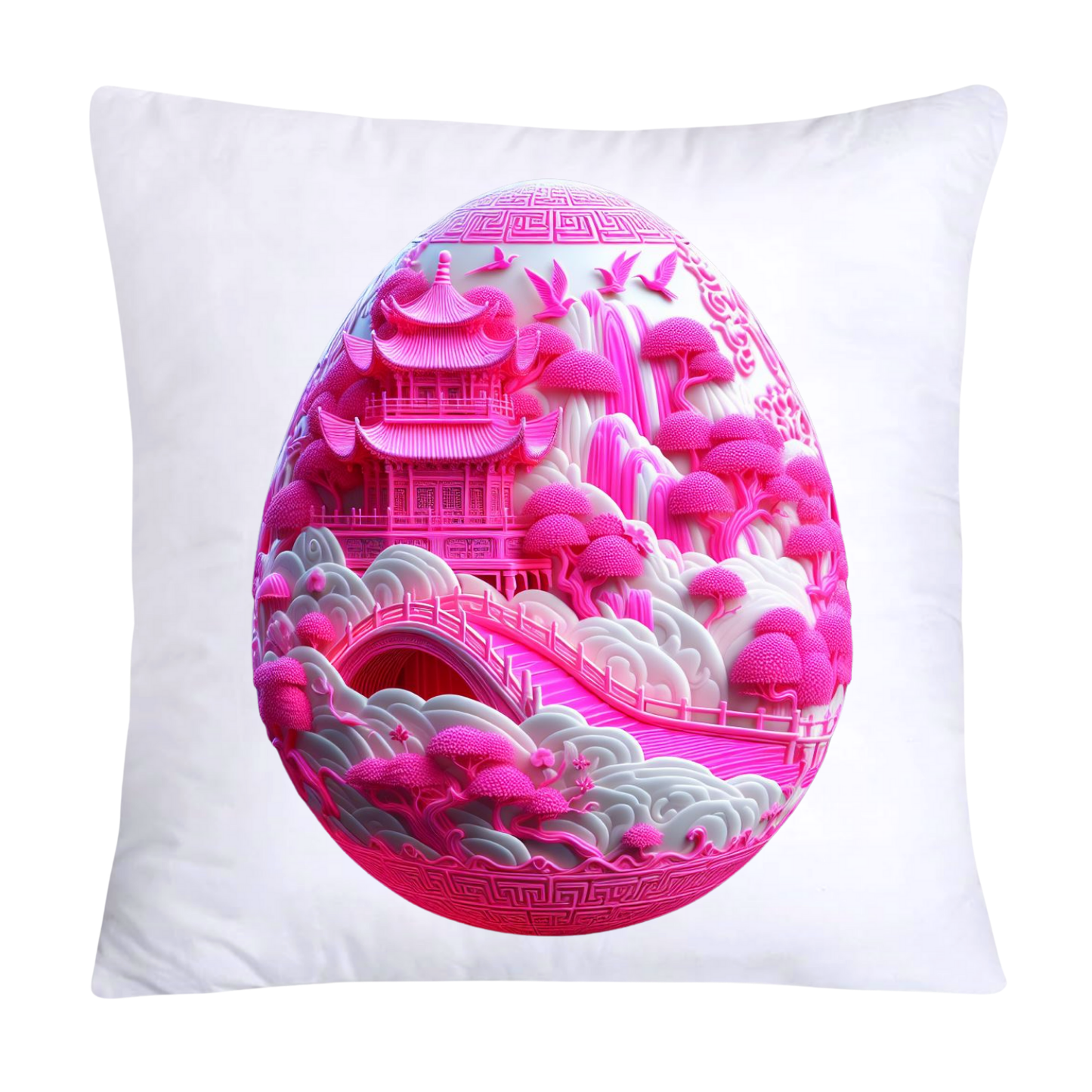 18x18 Pink and White Willow Egg Vintage Inspired-1794
