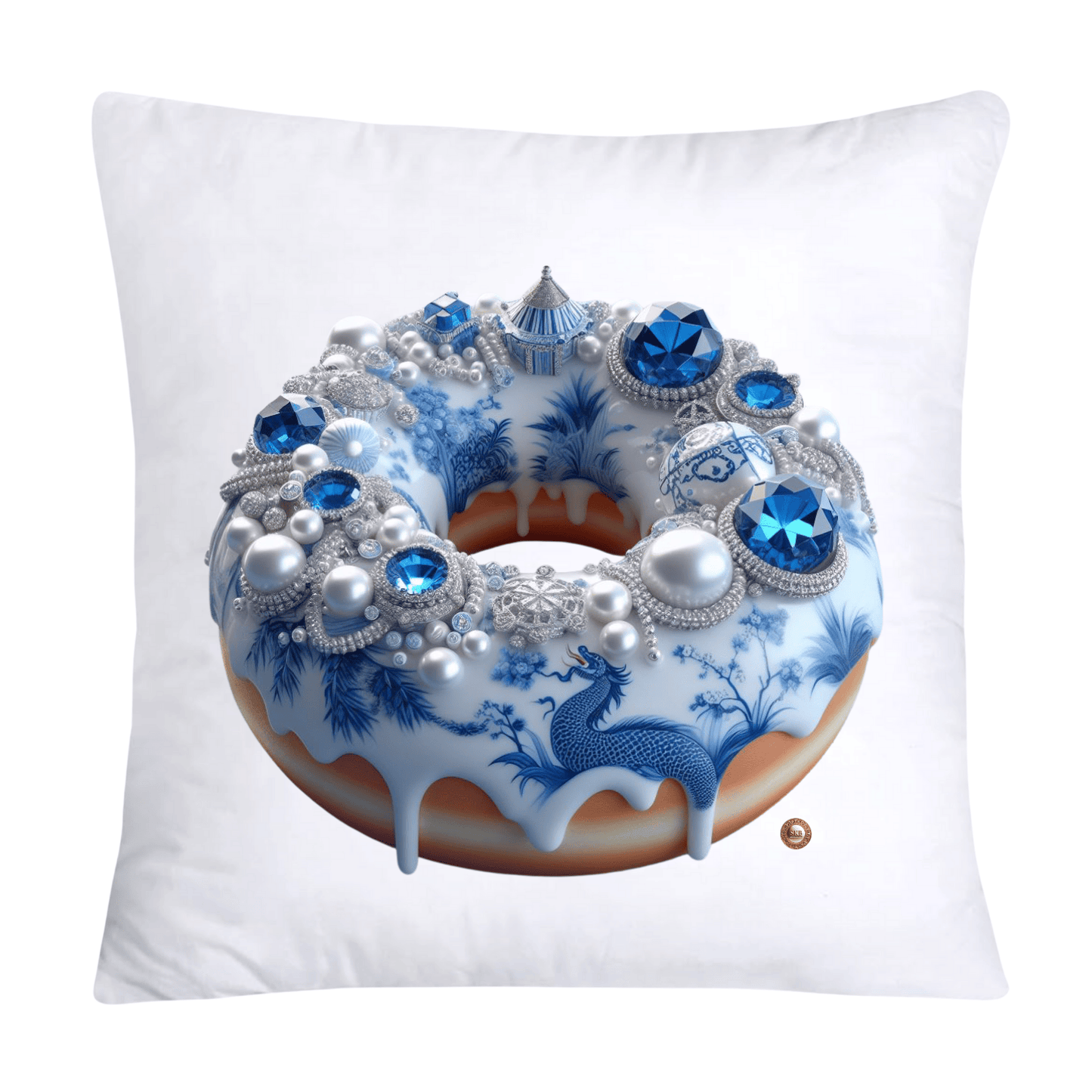 Blue Willow Whimsical Donut 18x18 Throw Pillow Covers-2275