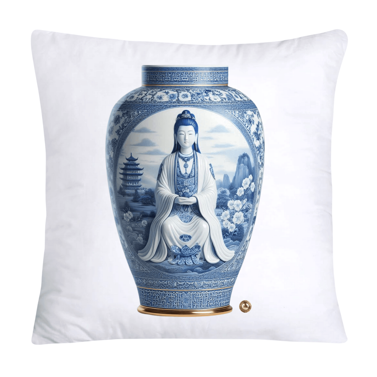 18x18 Blue Willow Chinoiserie Elegant Vase Pillow Covers-5226