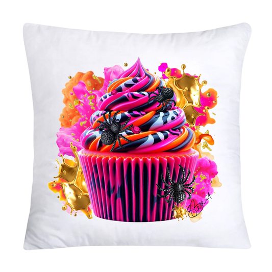 Sugar Crawler Spiders and Vivid Cupcake Throw Pillow Covers-2574