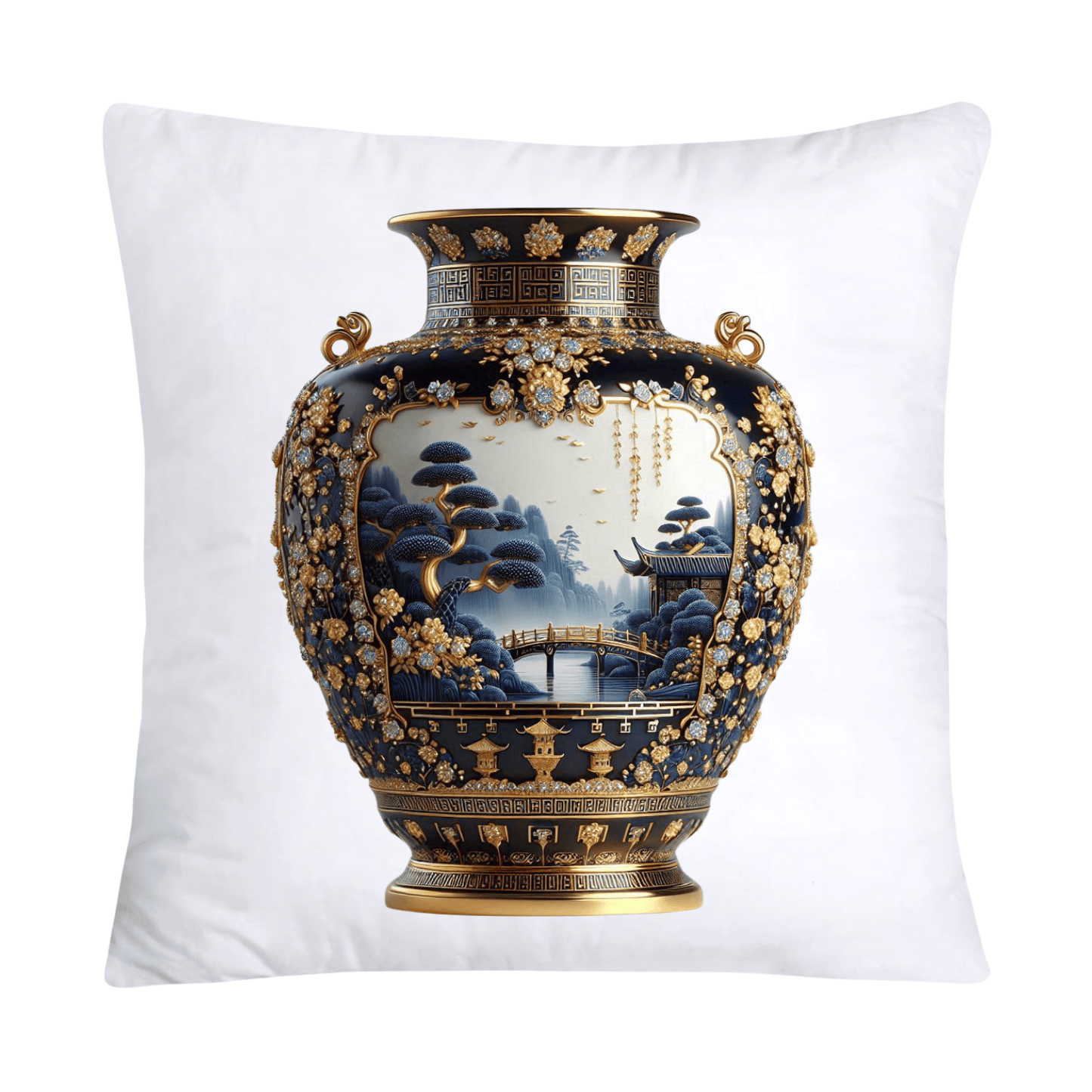 Blue Willow Chinoiserie Elegant Vase 18x18 Pillow Covers-117