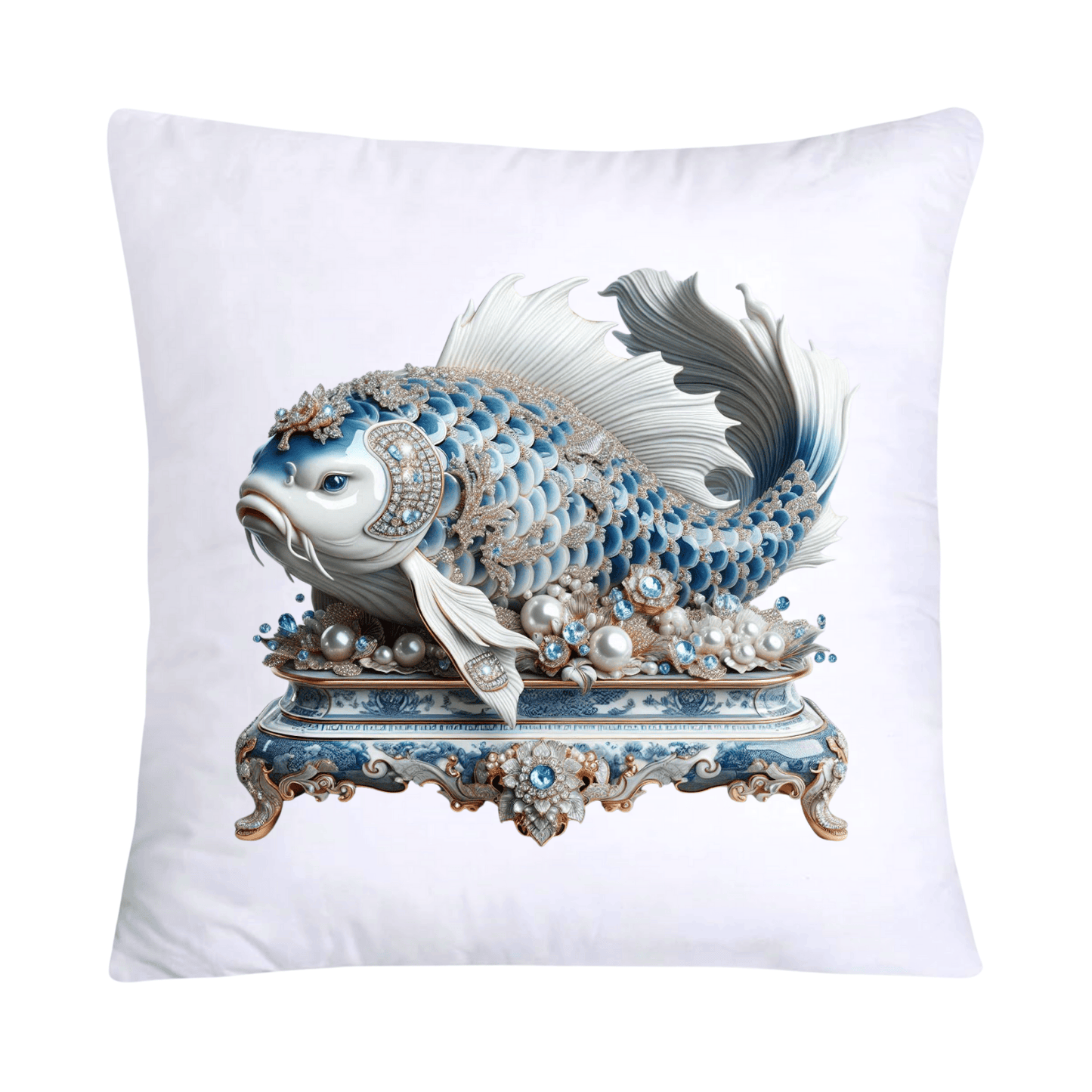 Blue Willow Stunning Koi Fish Pillow Covers 18x18-5133