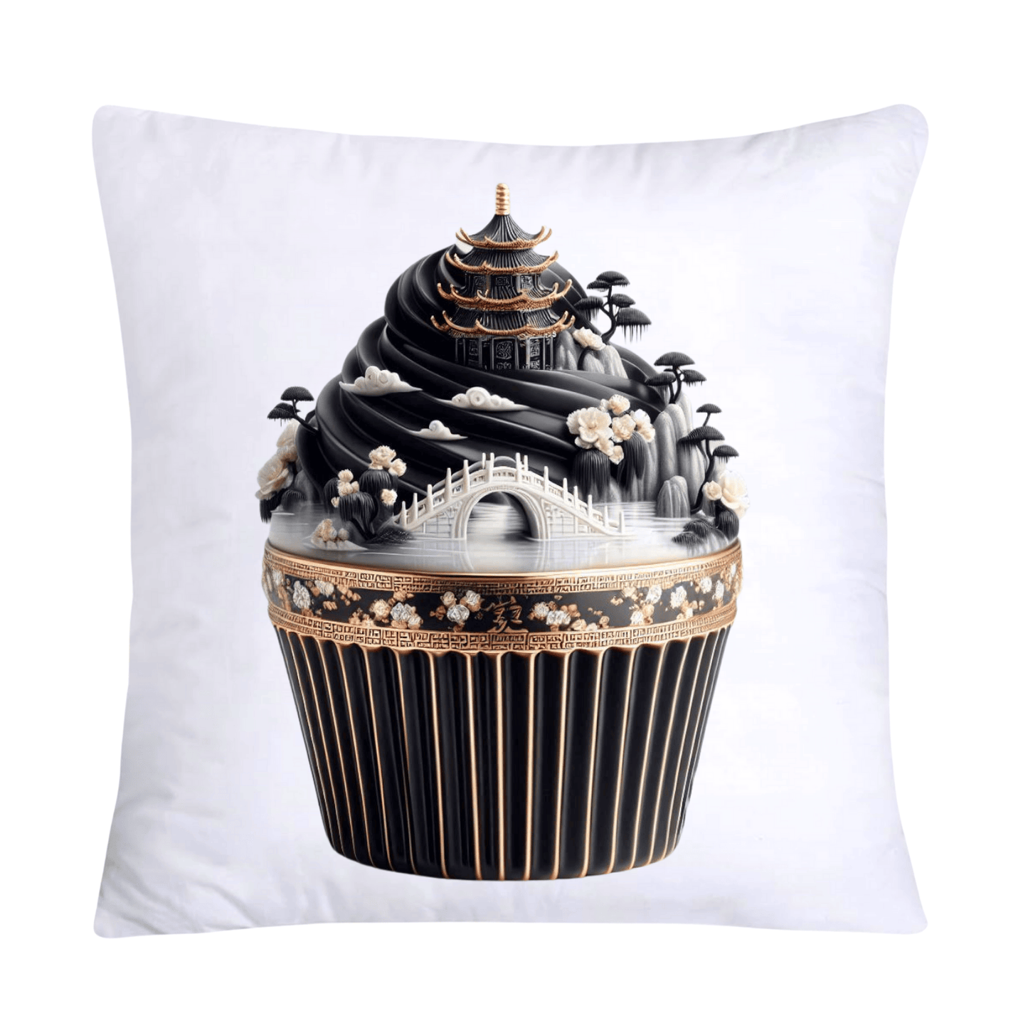 Black Willow Chinoiserie Cupcake 18x18 Throw Pillow Covers-6001