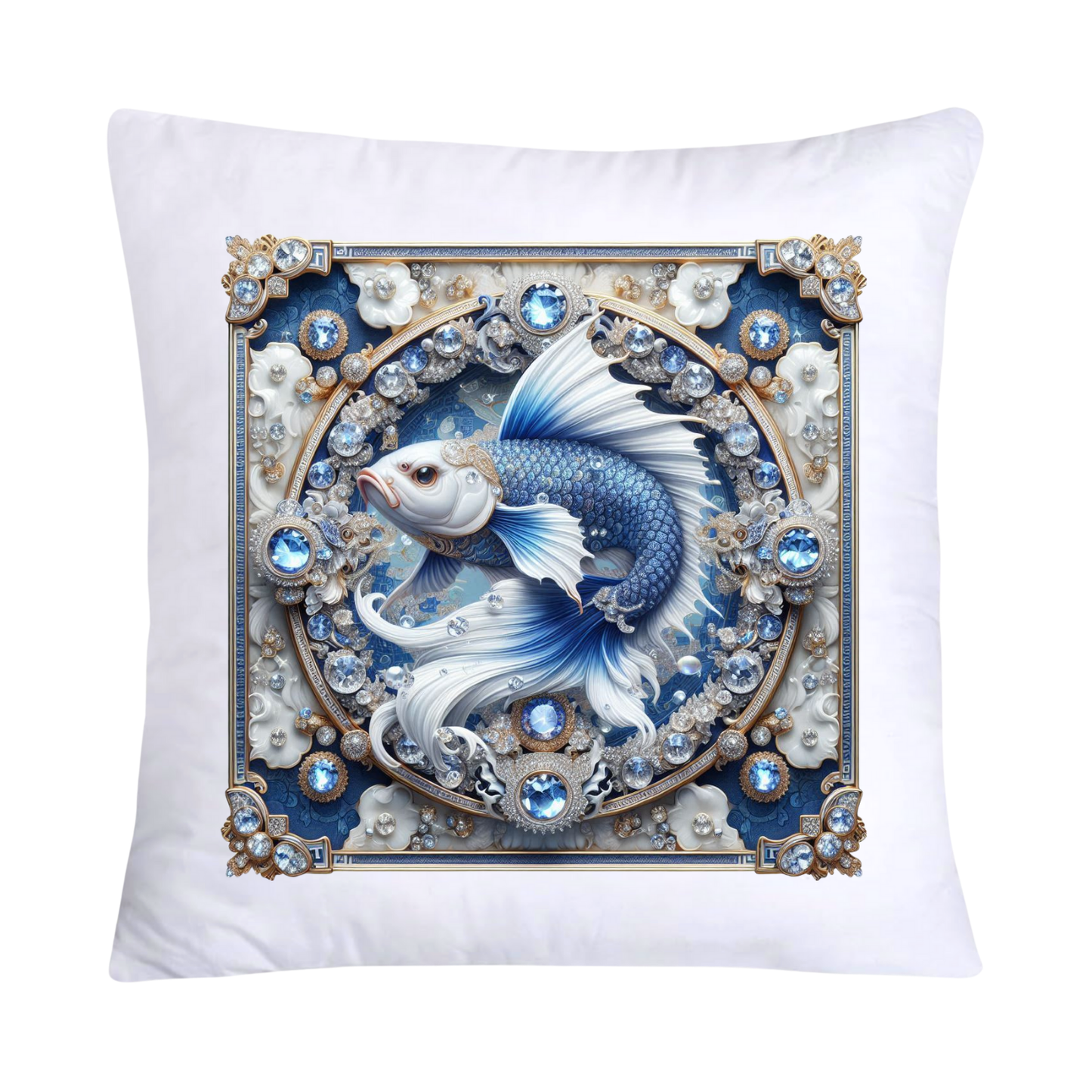 Blue Willow Stunning Koi Fish Pillow Covers 18x18-5090
