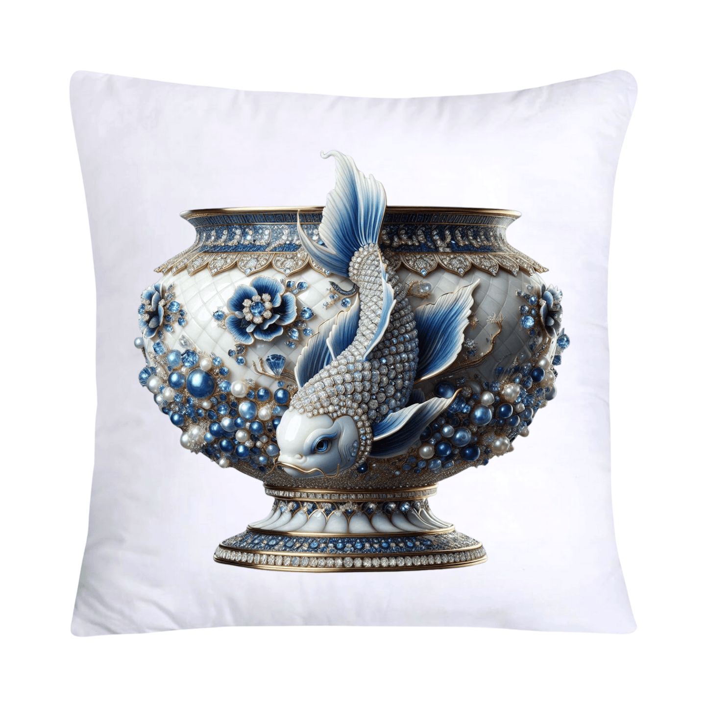Blue Willow Stunning Koi Fish Pillow Covers 18x18-5145