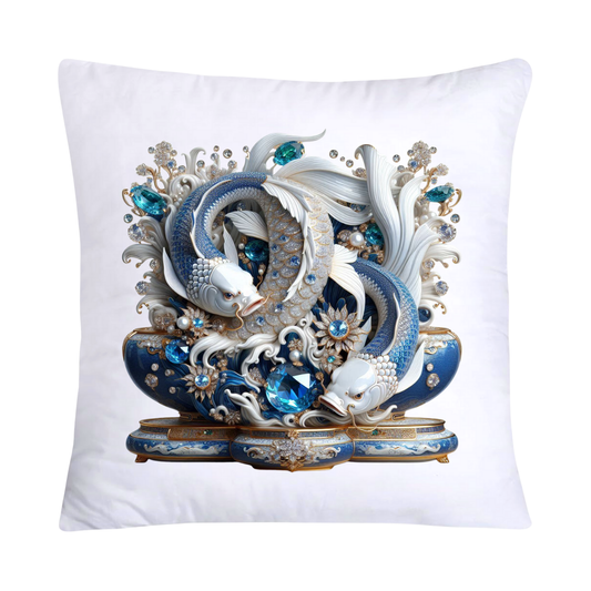 Blue Willow Stunning Koi Fish Pillow Covers 18x18-5079