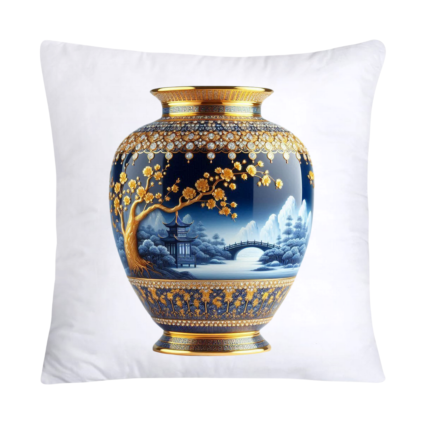 18x18 Blue Willow Chinoiserie Elegant Vase Pillow Covers-5201