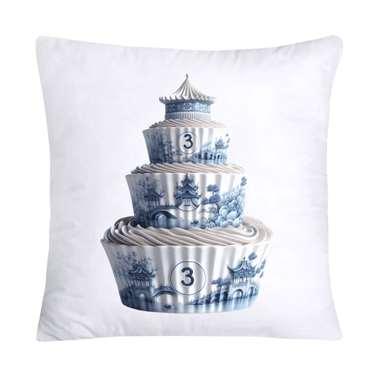 Blue Willow Chinoiserie Cupcake Throw Pillow Covers 18X18-2918