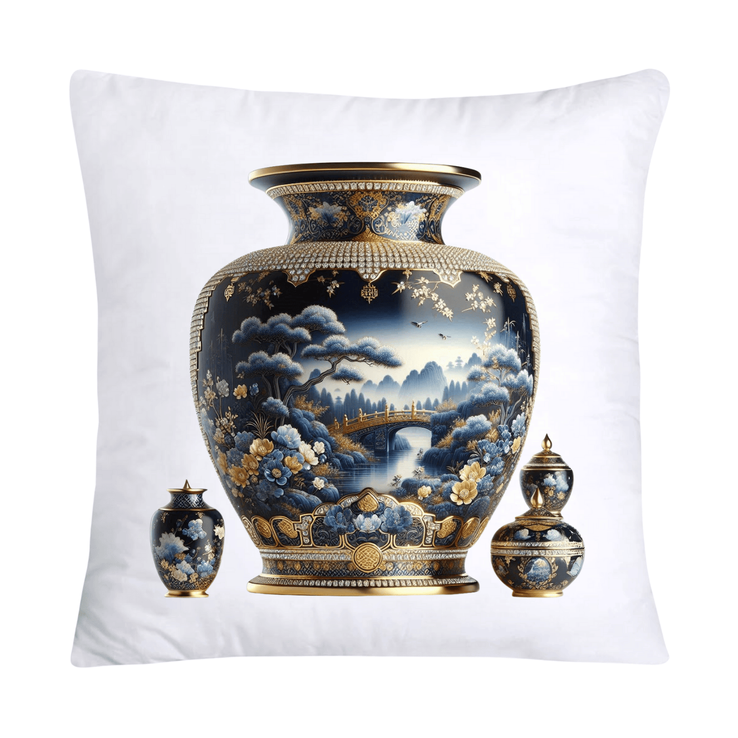 Blue Willow Chinoiserie Elegant Vase 18x18 Pillow Covers-110