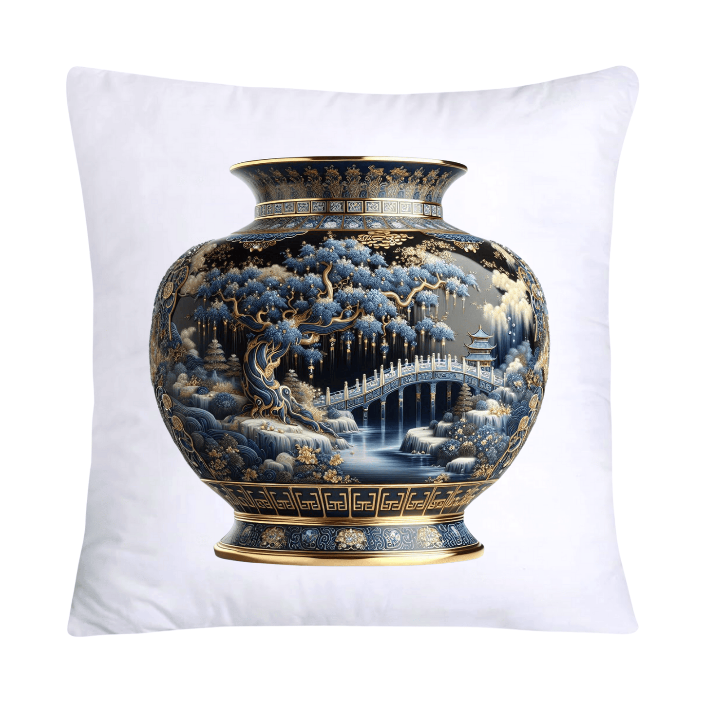 18x18 Blue Willow Chinoiserie Elegant Vase Pillow Covers-5220