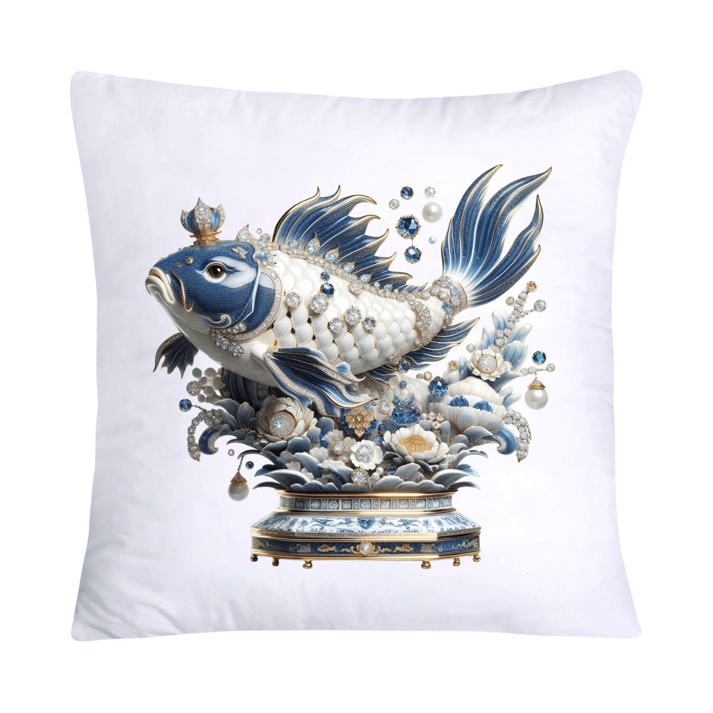 Blue Willow Stunning Koi Fish Pillow Covers 18x18-5130