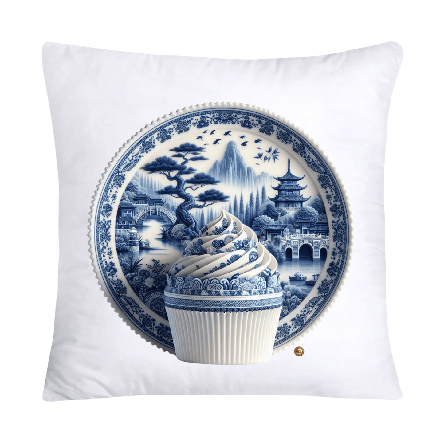 Blue Willow 18x18 Chinoiserie Cupcake Throw Pillow Covers-1941