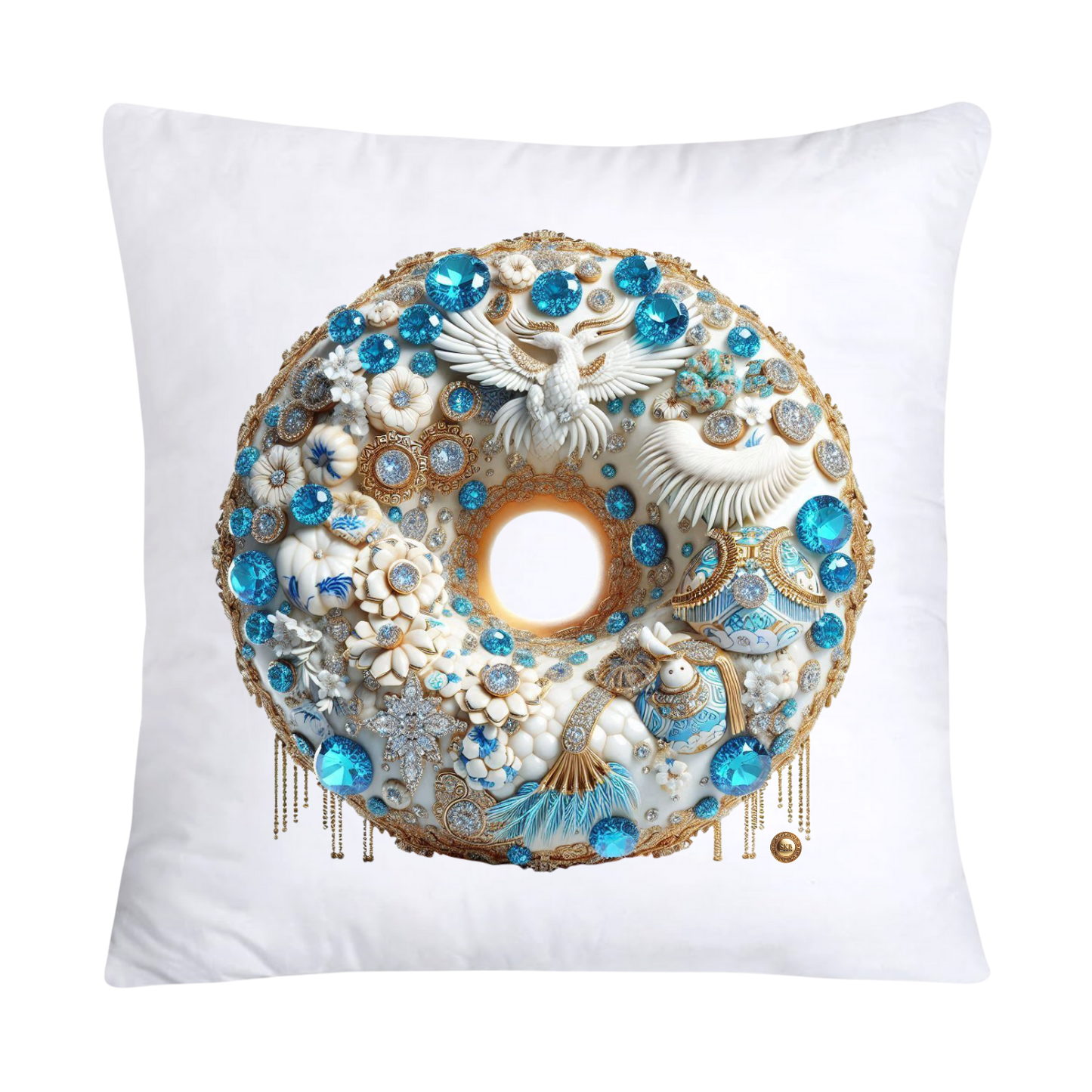 Blue Willow Whimsical Donut Throw Pillow Covers 18X18-2210