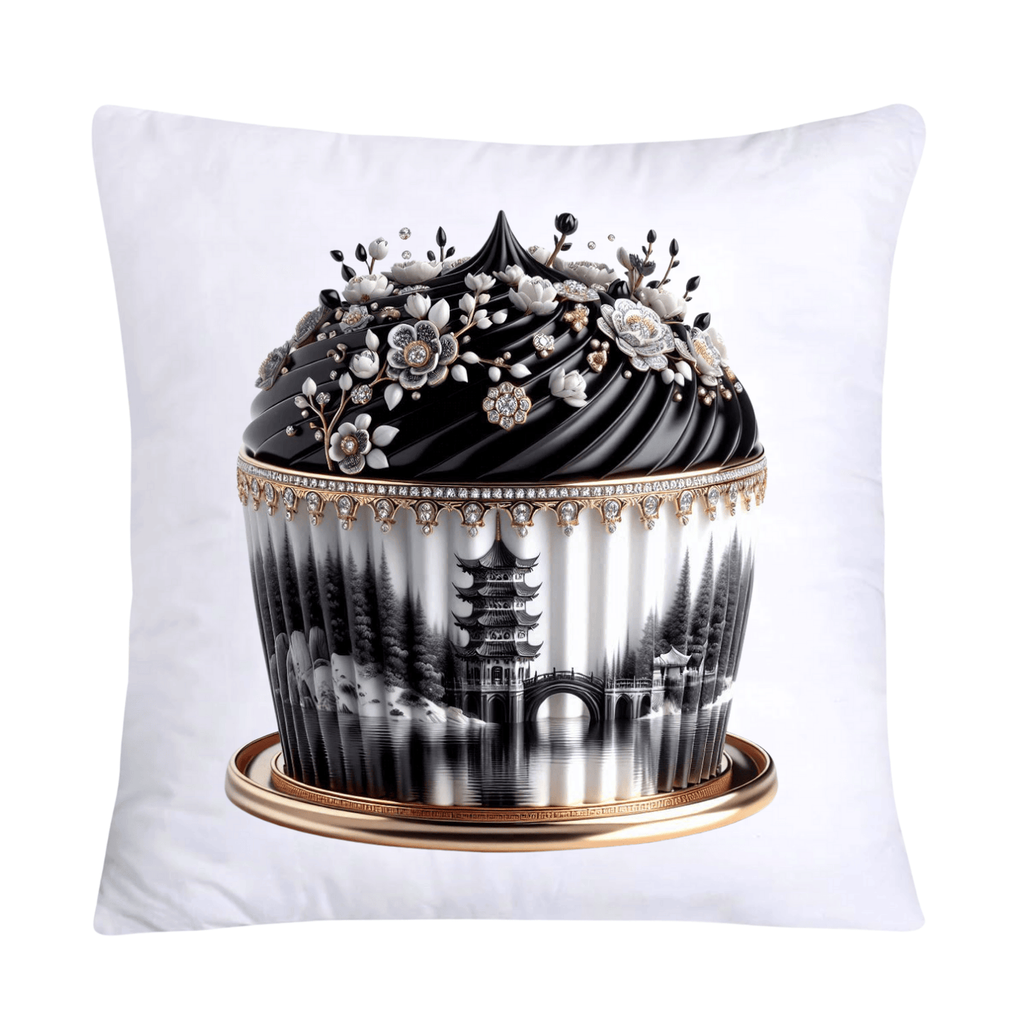 Black Willow Chinoiserie Cupcake 18x18 Throw Pillow Covers-5978