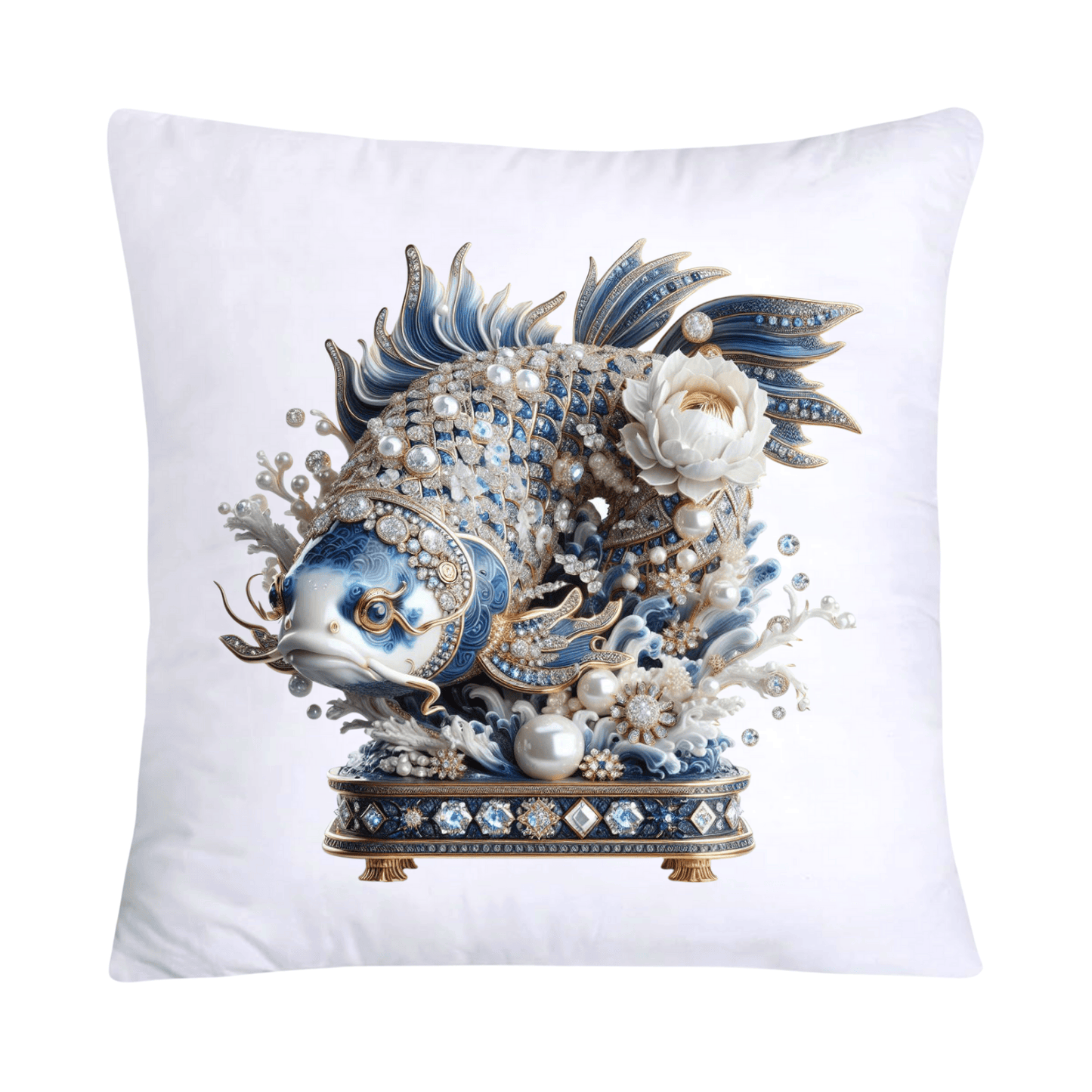 Blue Willow Stunning Koi Fish Pillow Covers 18x18-5154