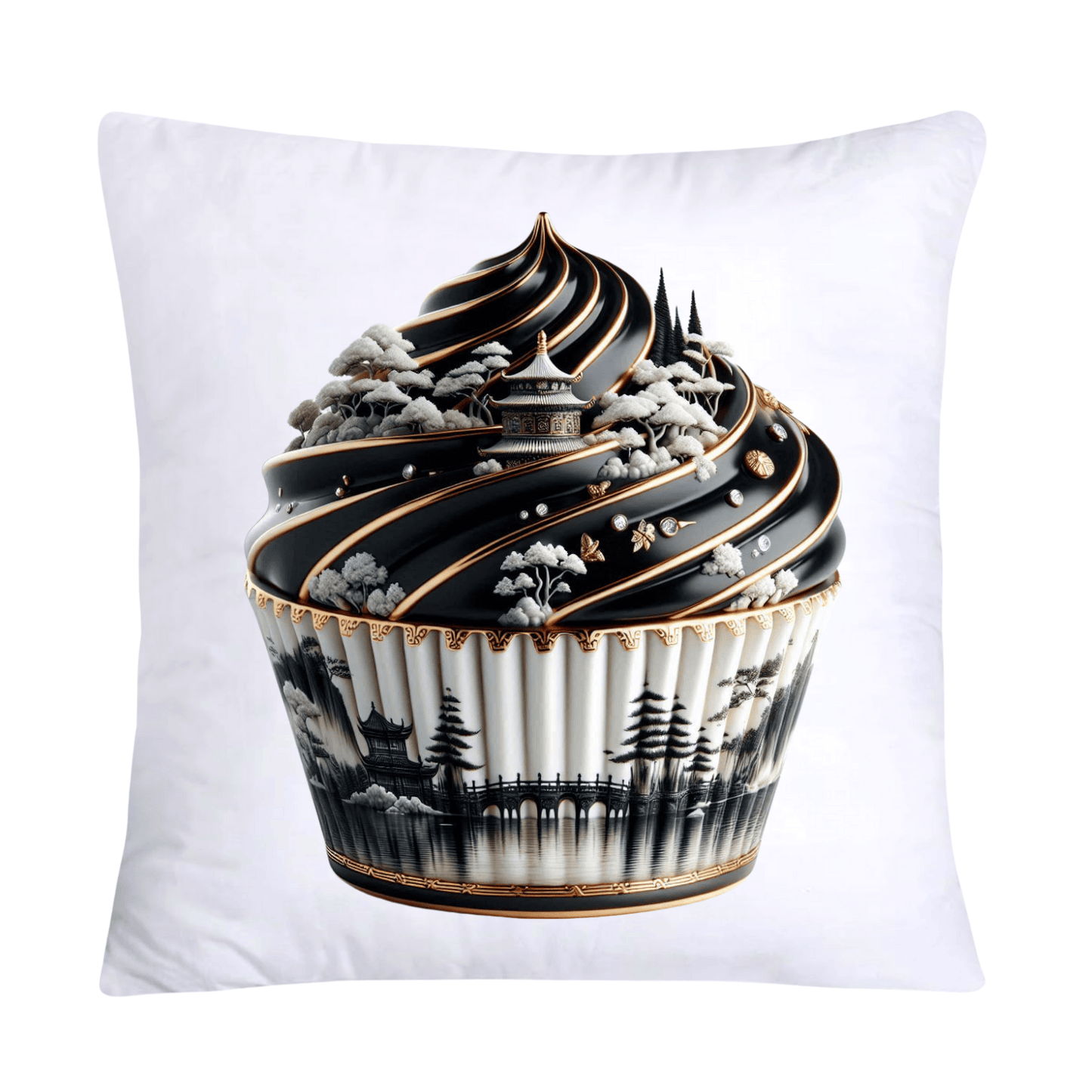 Black Willow Chinoiserie Cupcake 18x18 Throw Pillow Covers-6011