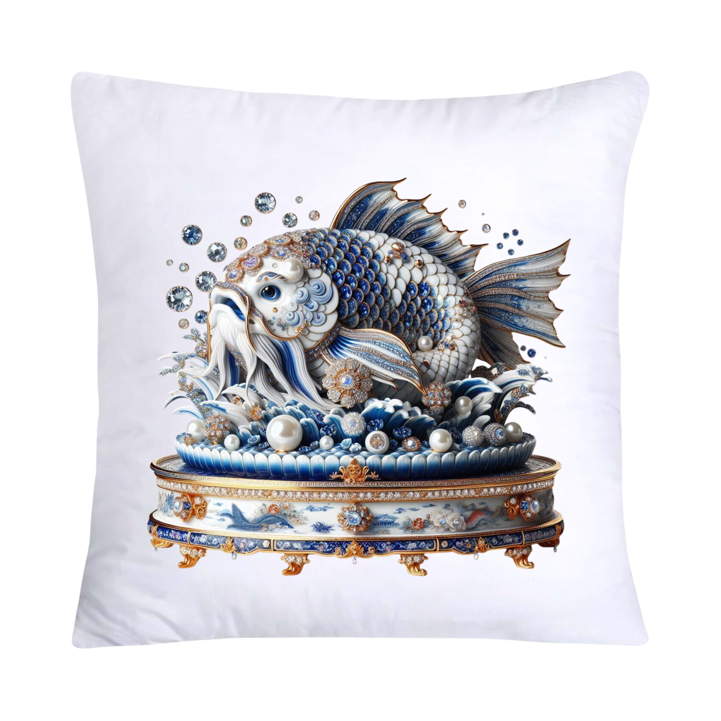 Blue Willow Stunning Koi Fish Pillow Covers 18x18-5091