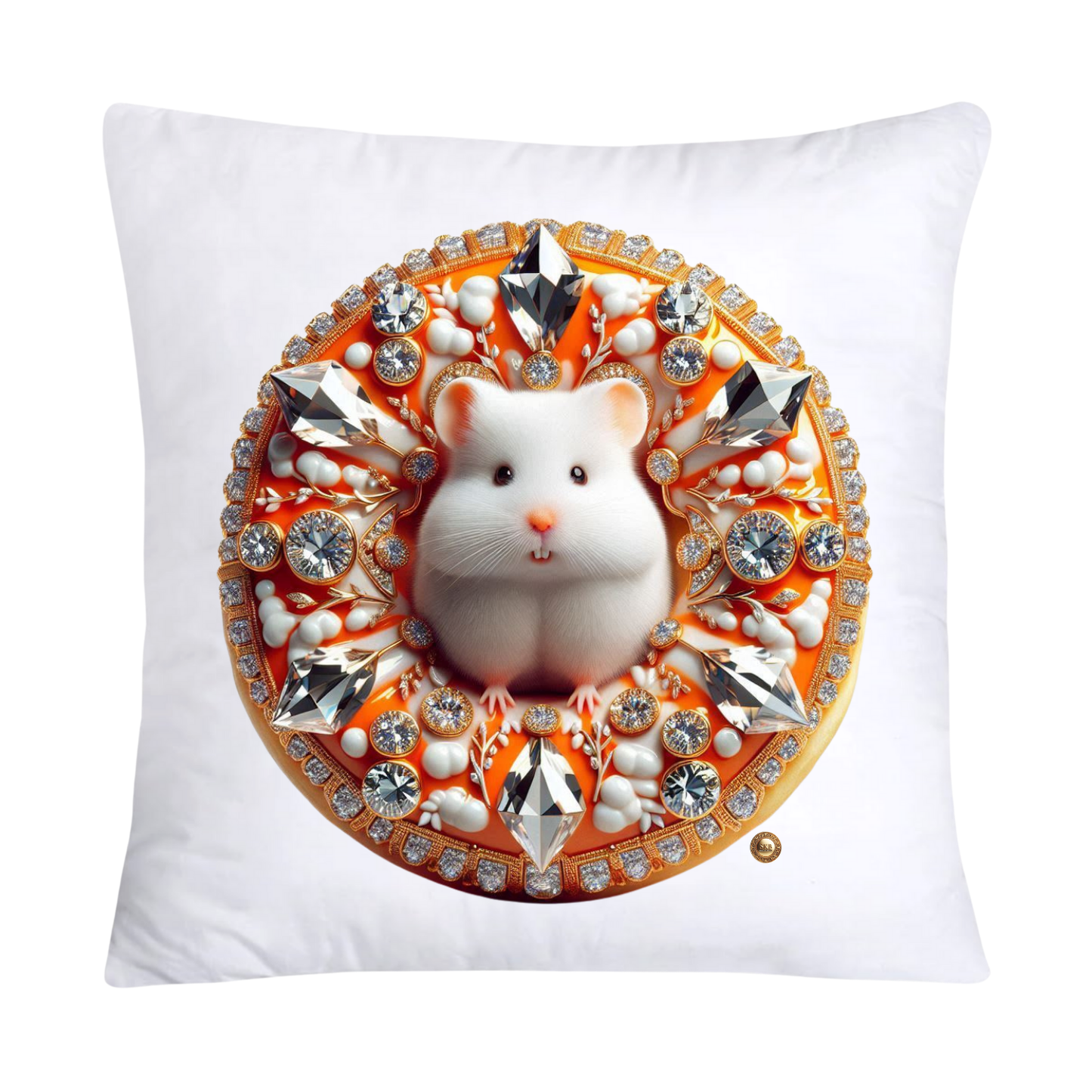 Orange Willow Whimsical Hamster in Donut Hole Pillow Covers 18X18-2199