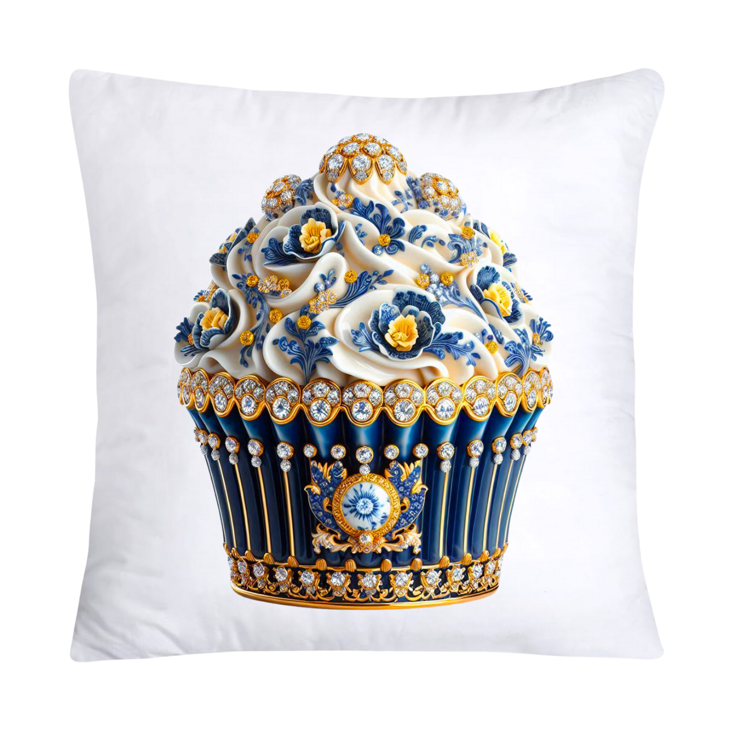 Blue and Yellow Willow 18x18 Chinoiserie Cupcake Throw Pillow Covers-5054