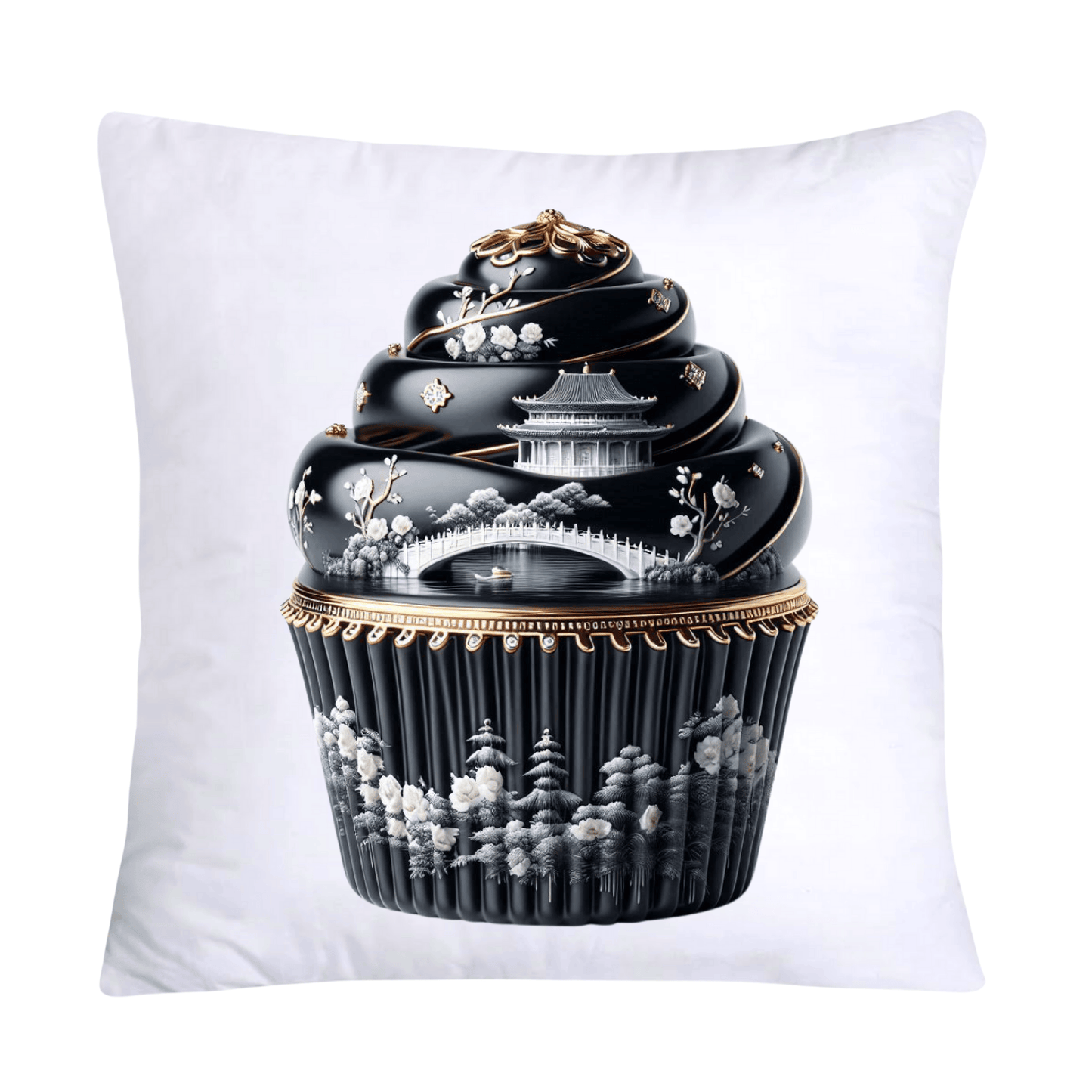 Black Willow Chinoiserie Cupcake 18x18 Throw Pillow Covers-6010