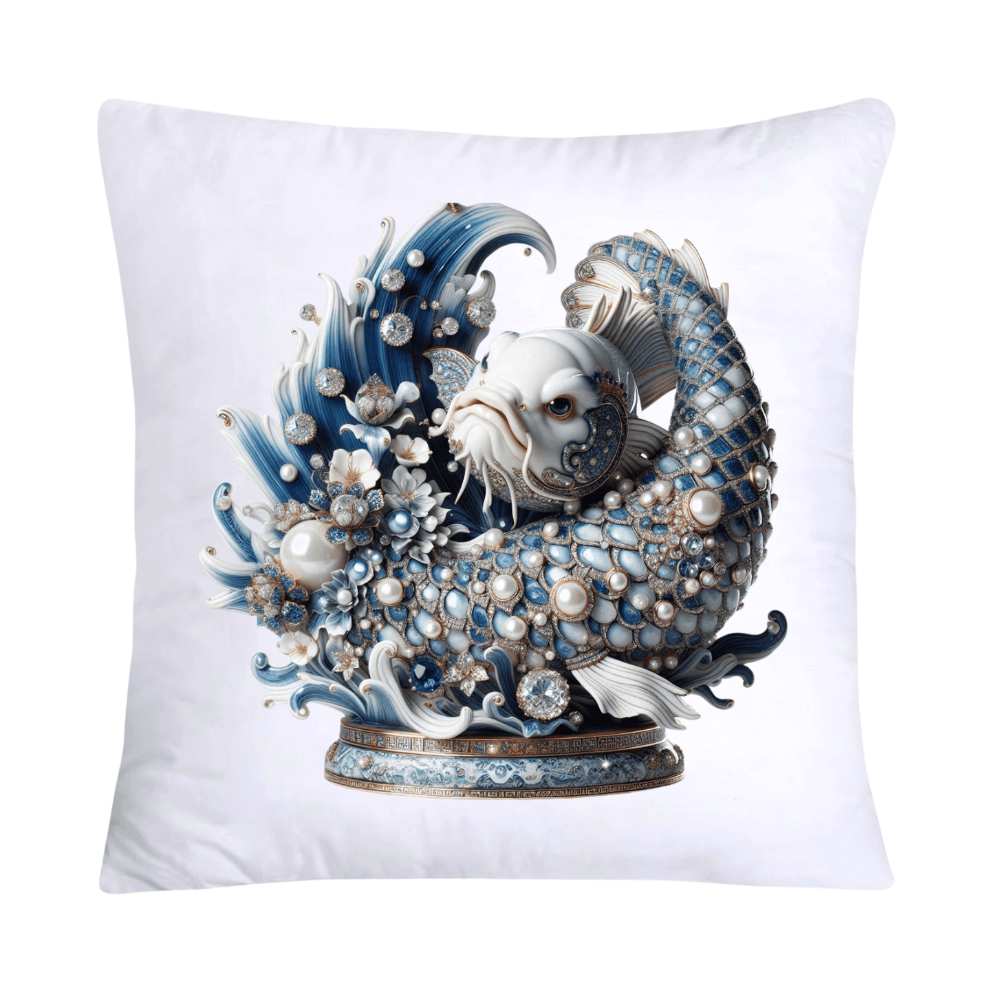 Blue Willow Stunning Koi Fish Pillow Covers 18x18-5101